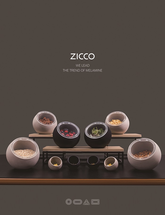 ZICCO High-end Melamine Versatile shape round display bowl of Snow Mountain Series