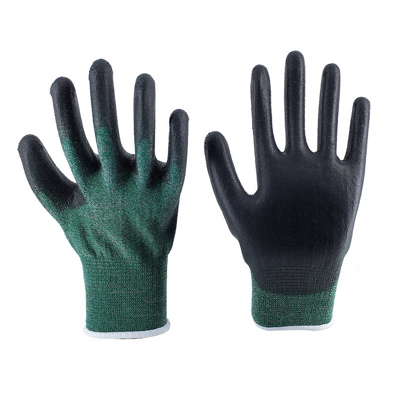 Cut resistant gloves -13 gauge ultra-thin black dark green cut resistant pu Working Gloves
