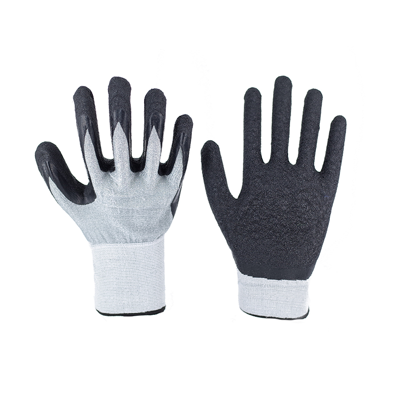 Cut Resistant Gloves - 13 Stitch Ultra Thin Latex Crinkle Cut Resistant Black Grey Working Gloves