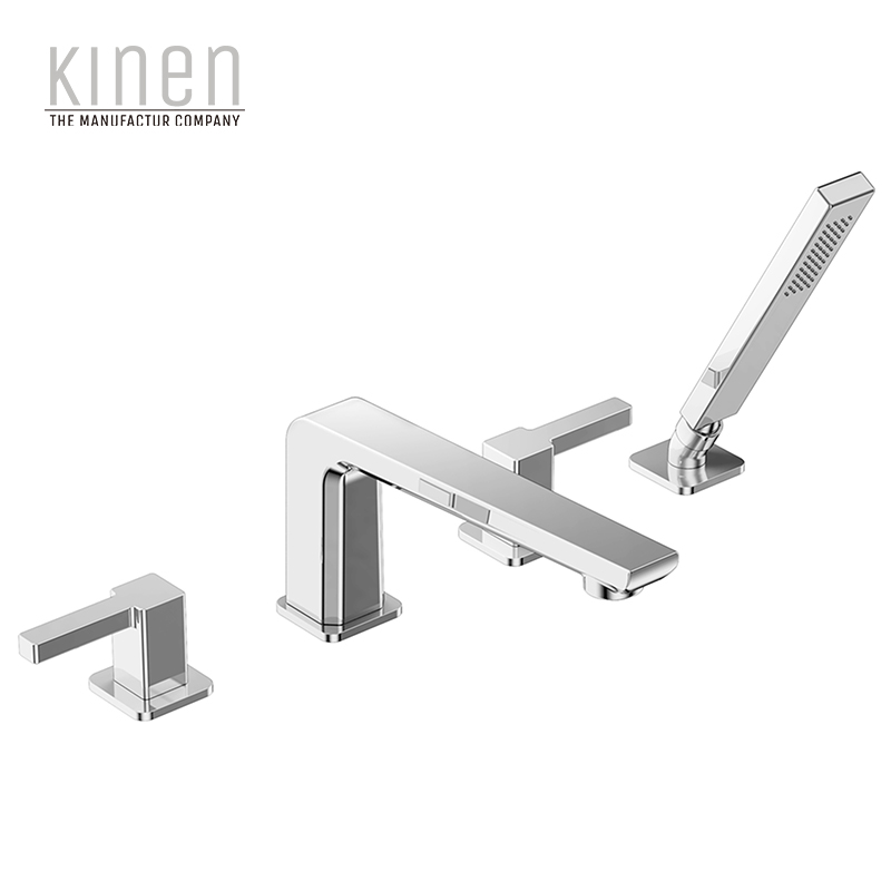 Kinen Athens Series 4-hole Rim Mounted Bath Mixer in Chrome