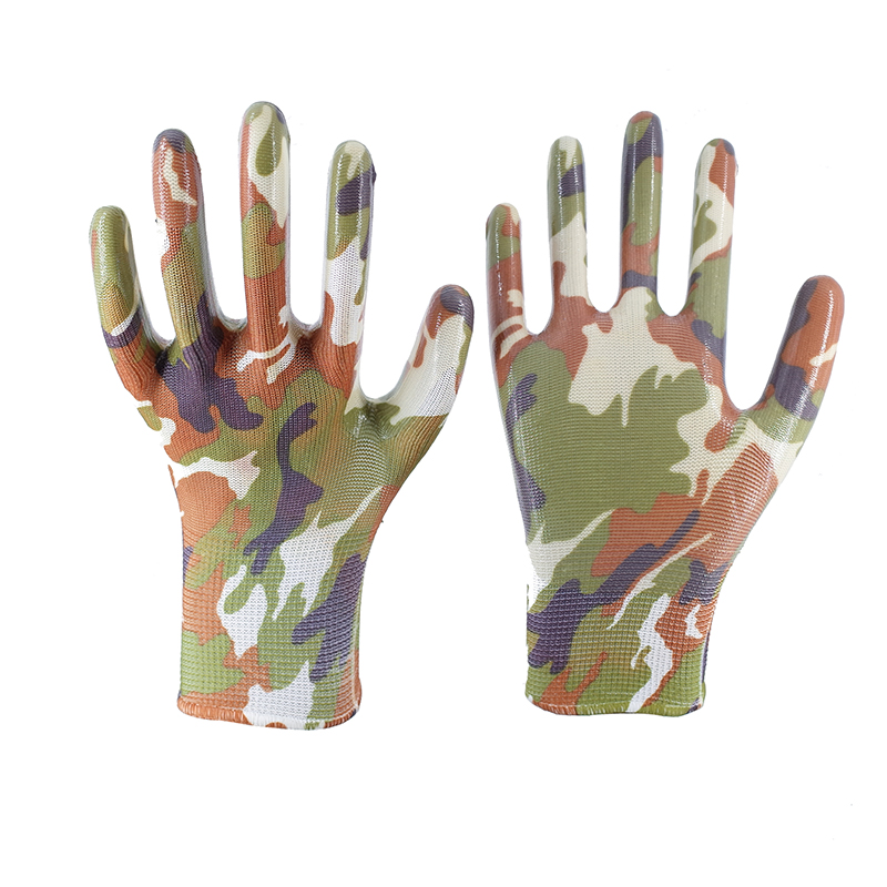 Garden Nitrile Gloves - 13 Stitch Camouflage Printed Nitrile Gloves Working Gloves