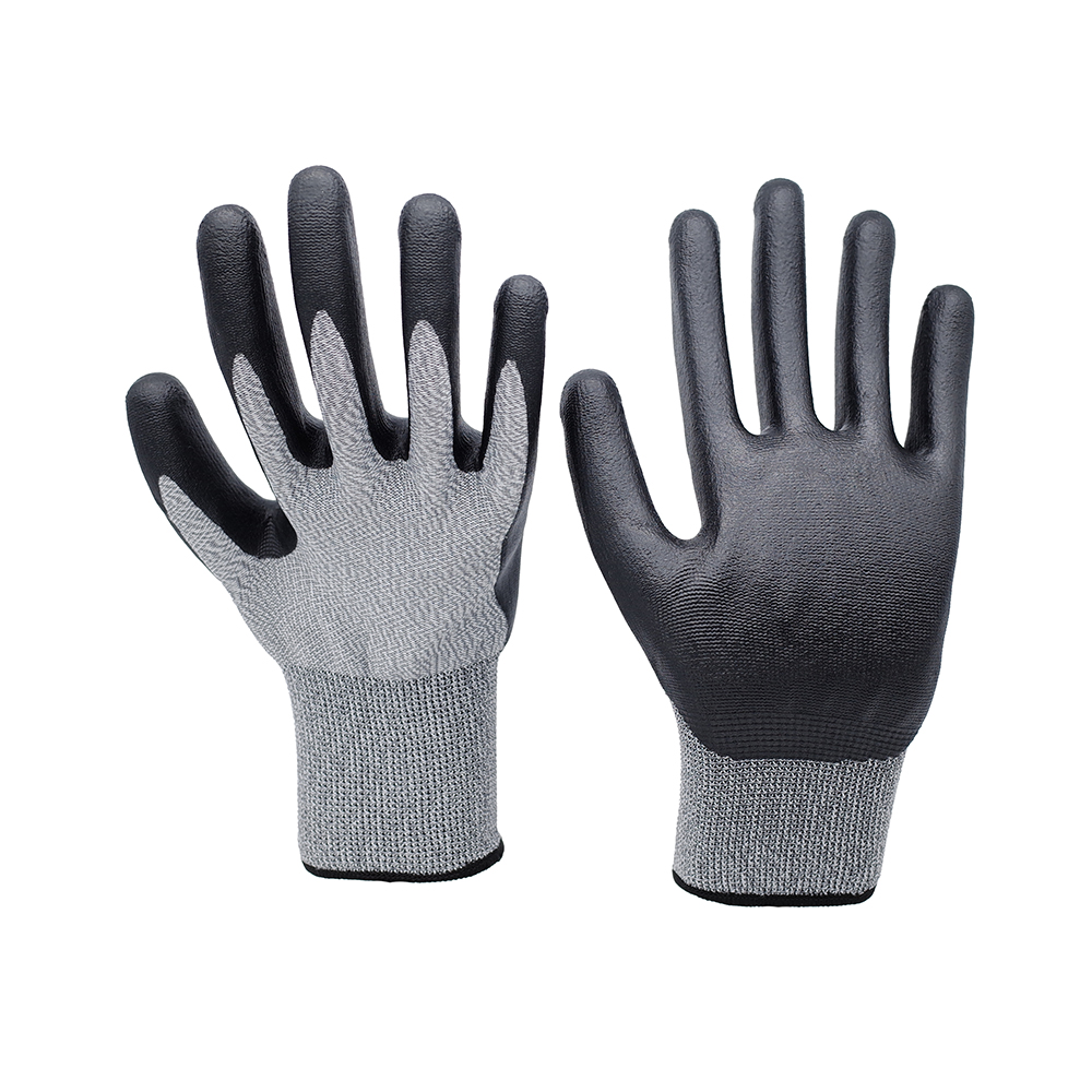 Foam Gloves-13 Gauge Gray Polyester Black Nitrile Ultra Fine Foam Gloves Working Gloves