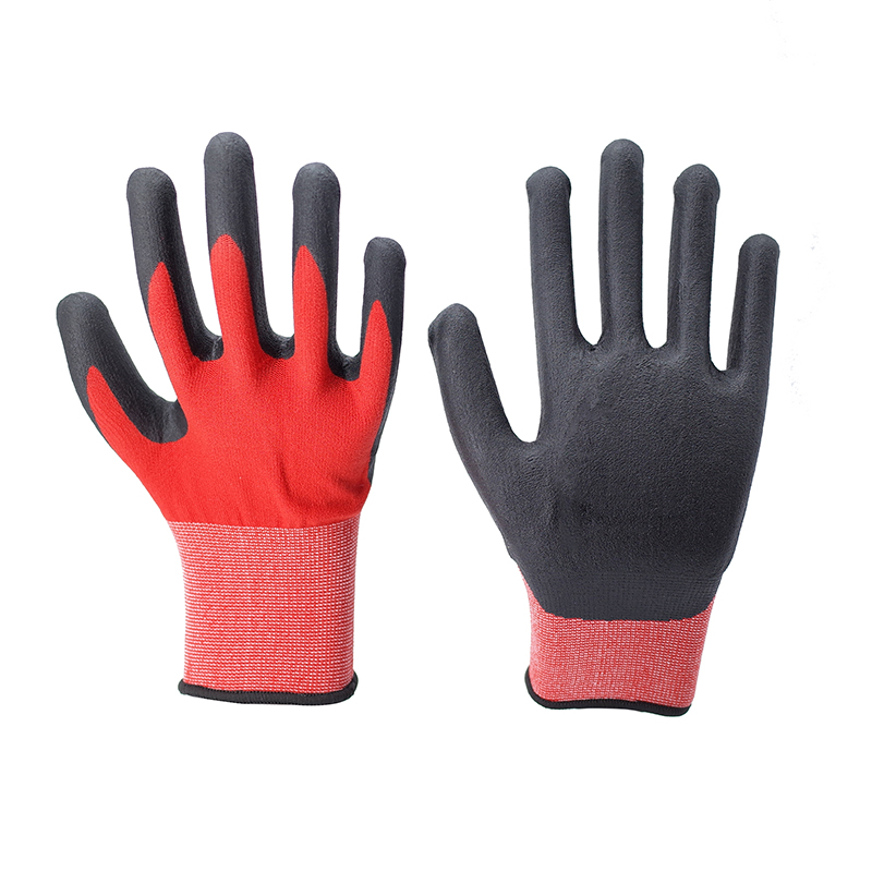 Foam Gloves-15 Gauge Red Spandex Black Nitrile Ultra Fine Foam Gloves Working Gloves