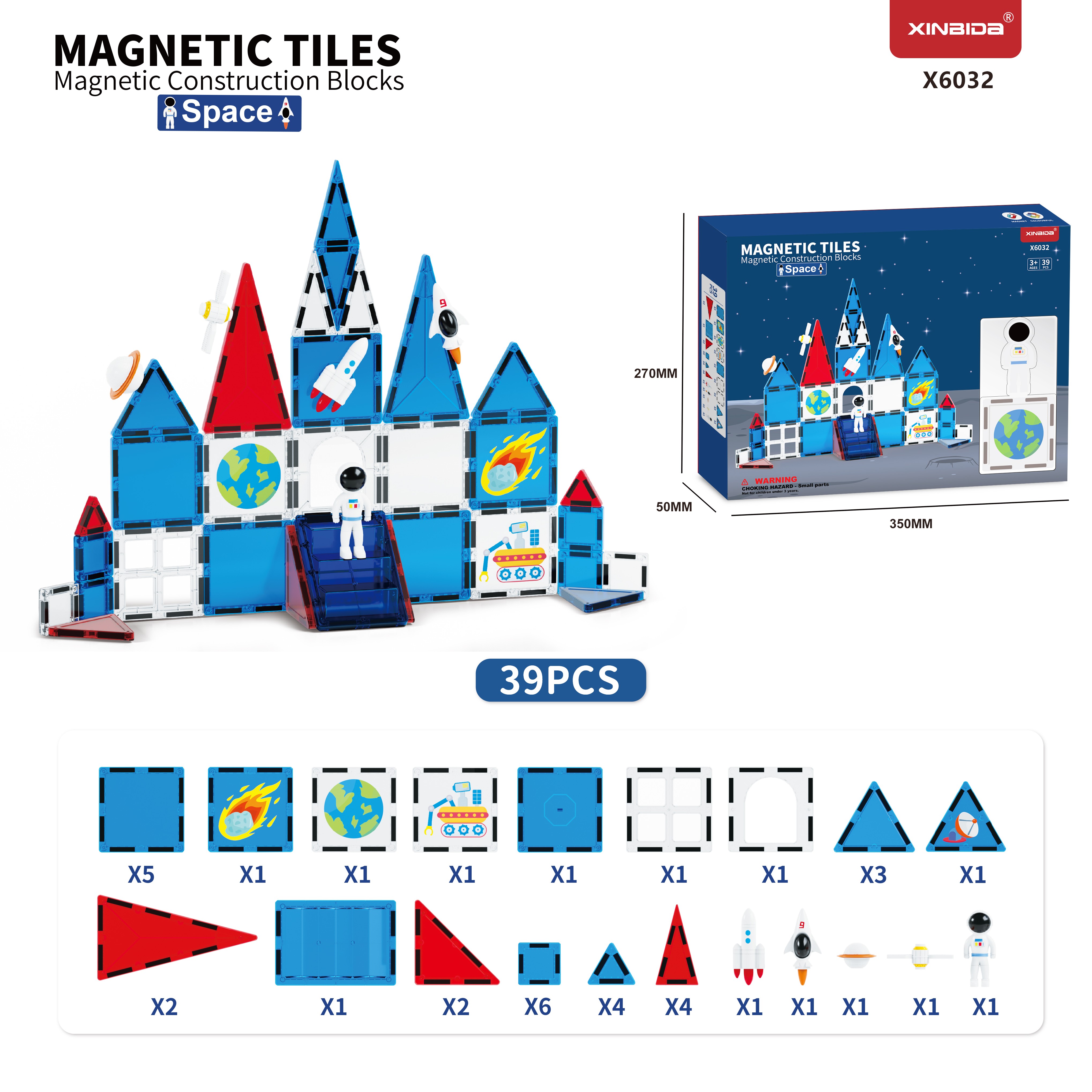 Educational Toys 3D DIY Magnet Blocks Set Clear Magnetic Building Block Tiles For Children