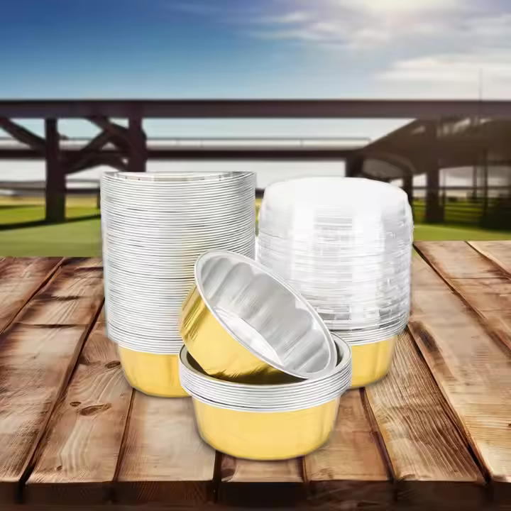 EU packaging Golden Round Smoothwall Foil Container EWY058