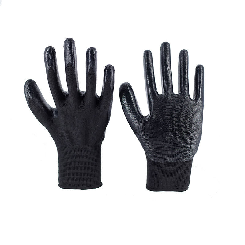 Nitrile Gloves-13 Gauge Black Polyester Black Nitrile Grade B Gloves Working Gloves