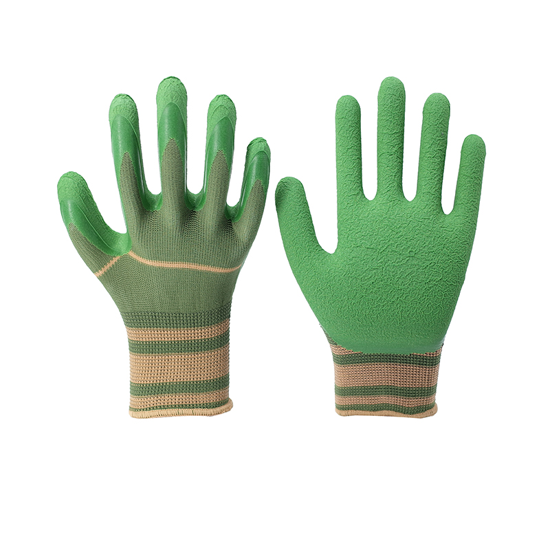 Foam Gloves-13 Gauge Green Latex Foam Flat Hanging Working Gloves