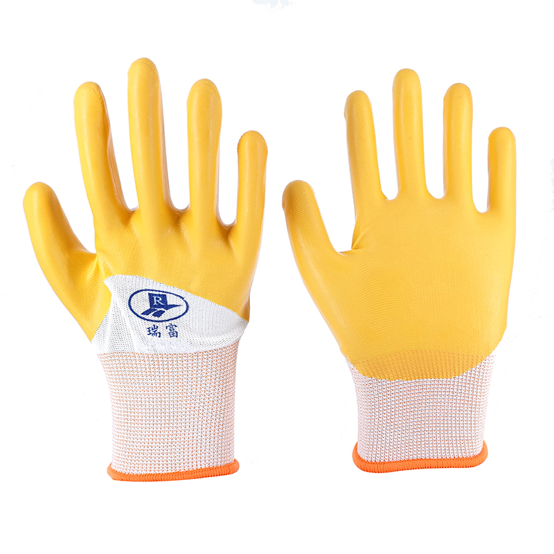 Foam Gloves-13 Gauge White Polyester Yellow Latex Foam Semi-Hanging Working Gloves