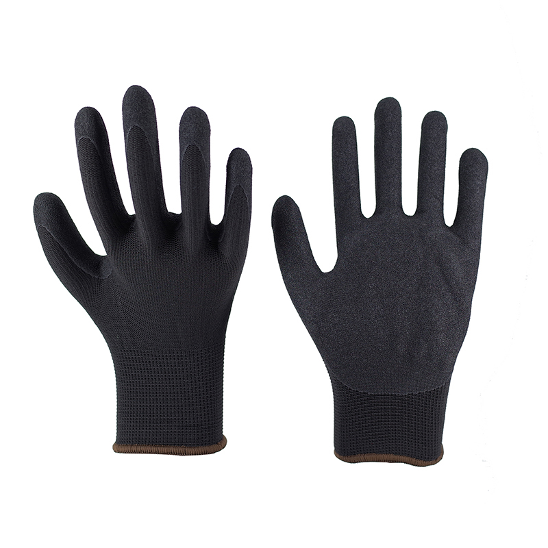 Sandy Gloves-13G Black Polyester Black Milk Brushed Working Gloves
