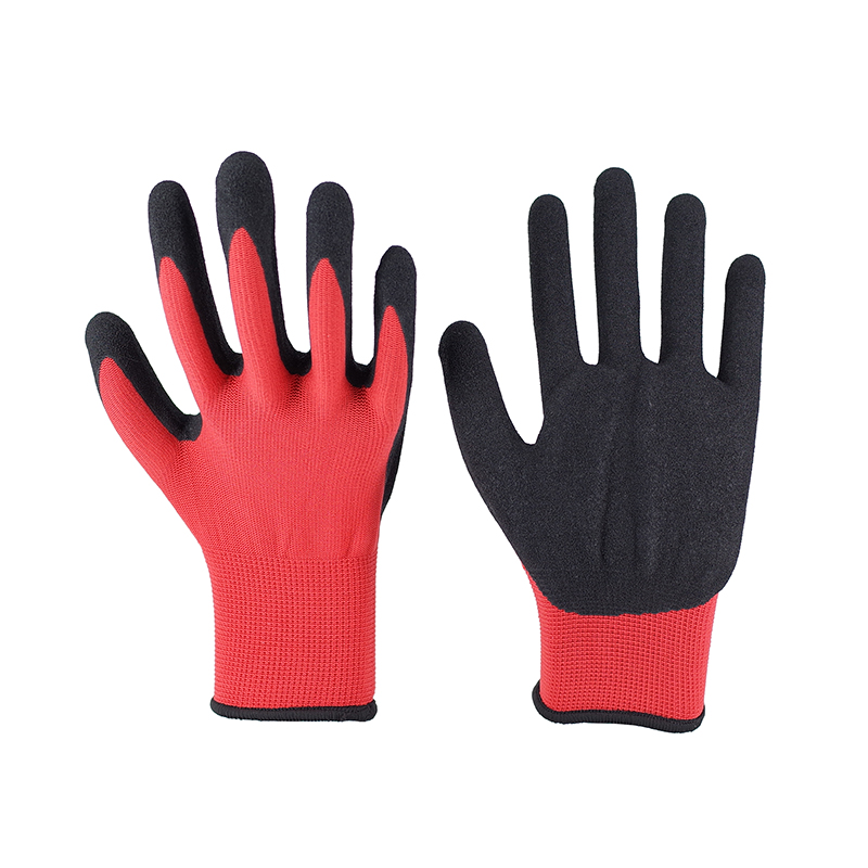 Sandy Gloves-13G Red Polyester Black Milk Brushed Working Gloves