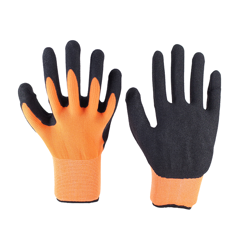 Sandy Gloves-13G Orange Polyester Black Milk Brushed Working Gloves