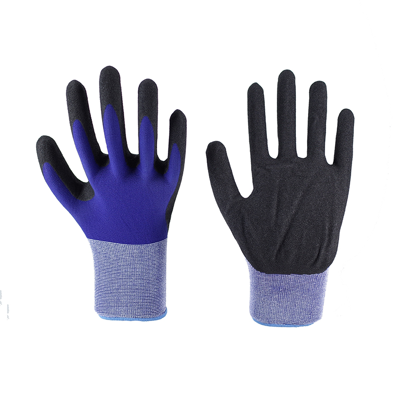 Sandy Gloves-13G Blue Polyester Black Milk Brushed Working Gloves
