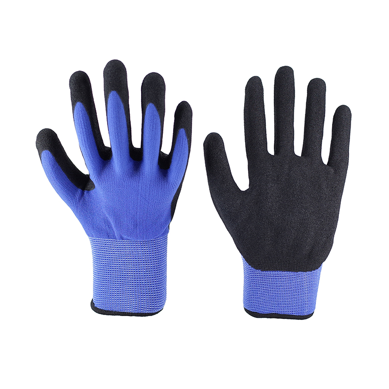 Sandy Gloves-13G Blue Polyester Black Milk Brushed Working Gloves