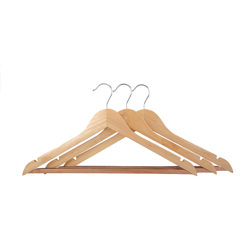 Wooden hangers Chrome plated metal hook ,Non-slip PVC tube, Round bar,U notches,Straight