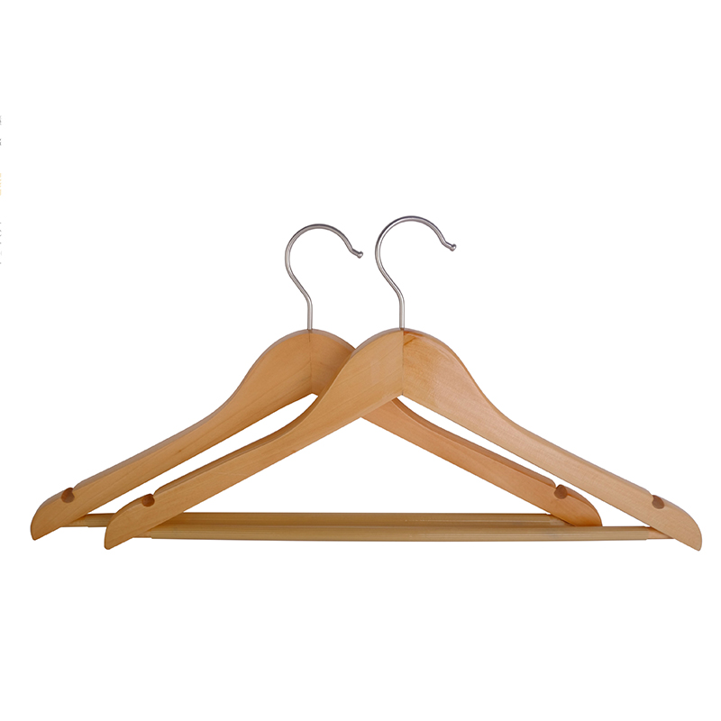 Wooden hangers Chrome plated metal hook ,Non-slip PVC tube, Round bar,U notches,Straight