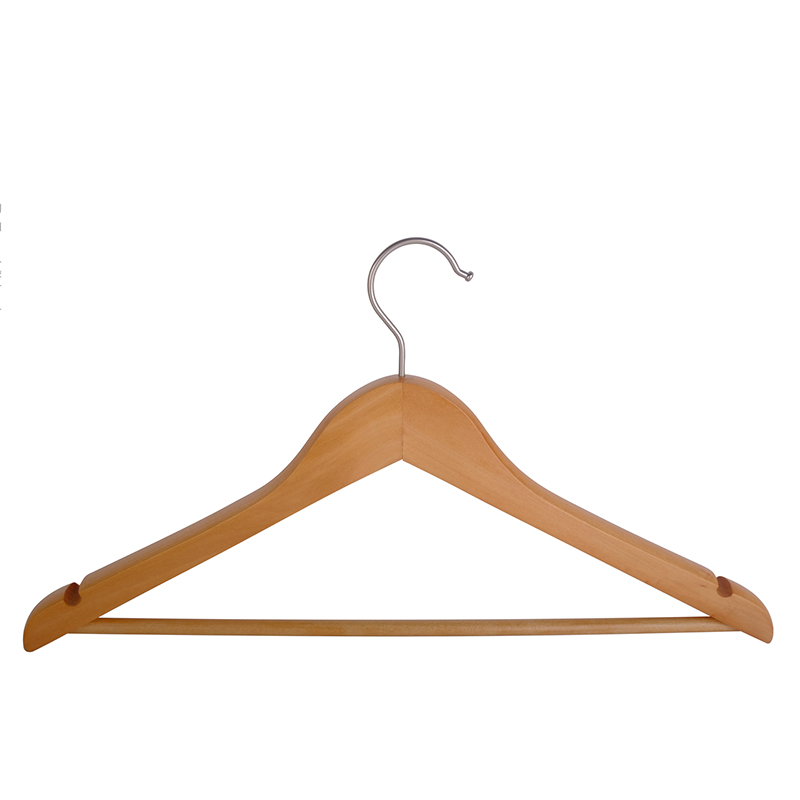 Wooden hangers Chrome plated metal hook ,Non-slip PVC tube, Round bar,U notches,Straight