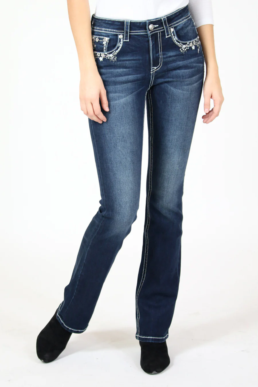 Foreign trade explosive source factory women's bootcut jeans special embroidered pocket decoration