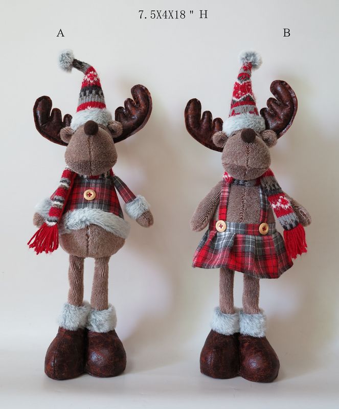 Red Plaid Collection Standing moose Christmas Decoration