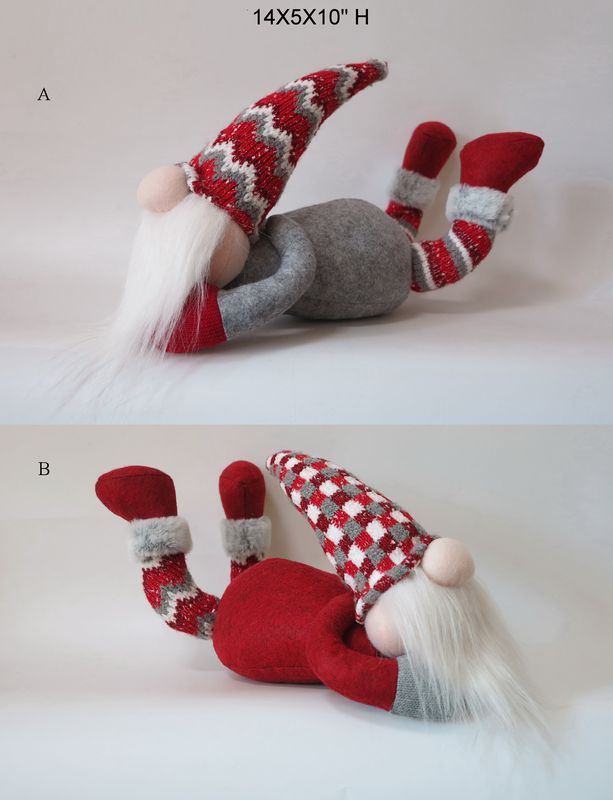 Red Grey Collection Lying Gnome Christmas Decoration