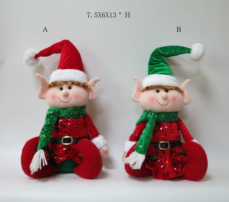 Red Green Collection Sitting Elf Christmas Decoration