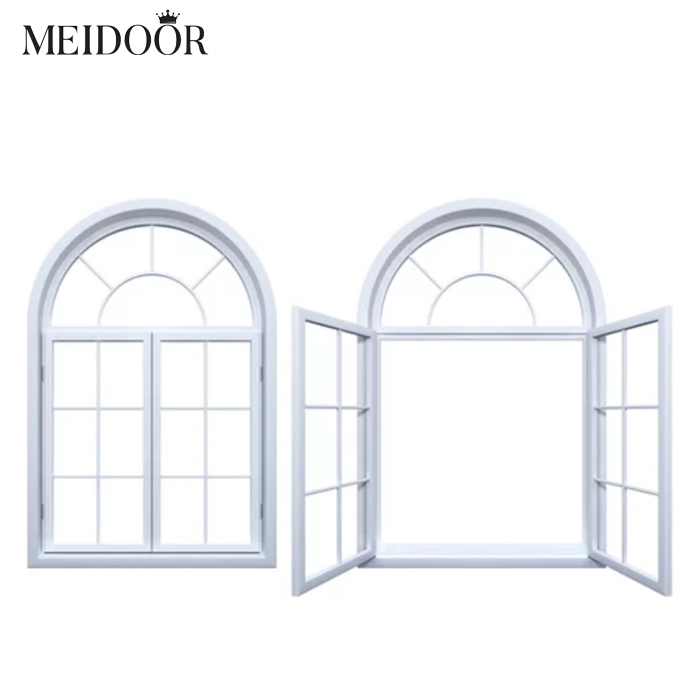 Canada Customized Shape Wooden Window Design Aluminum Wood Tempered Glass Arch Shaped Windows