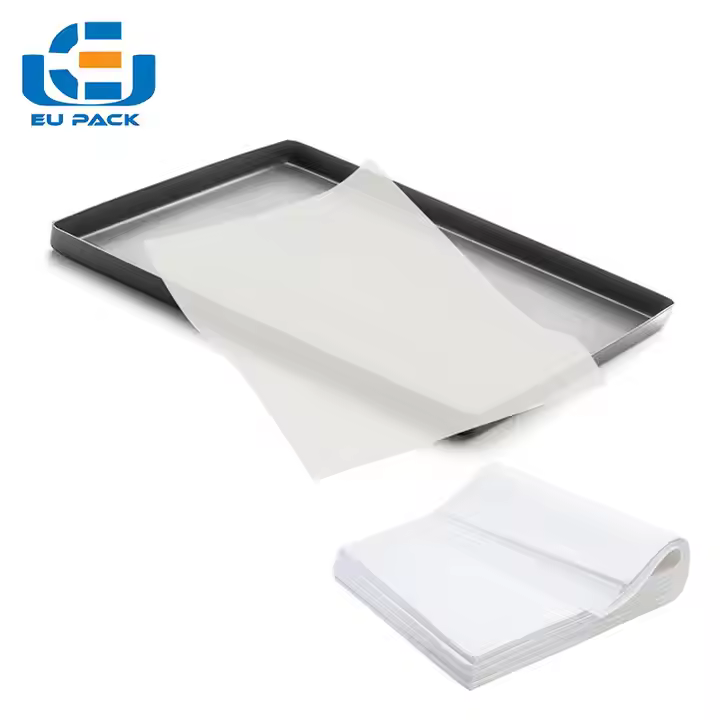 EU packaging Greaseproff Disposable Silicone Double Side Coated Baking Paper For Kitchen Air Fryer