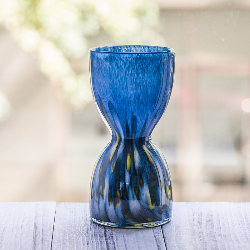 Handmade mouth-blown color art Hourglass Vases CJ22-3 Dark blue