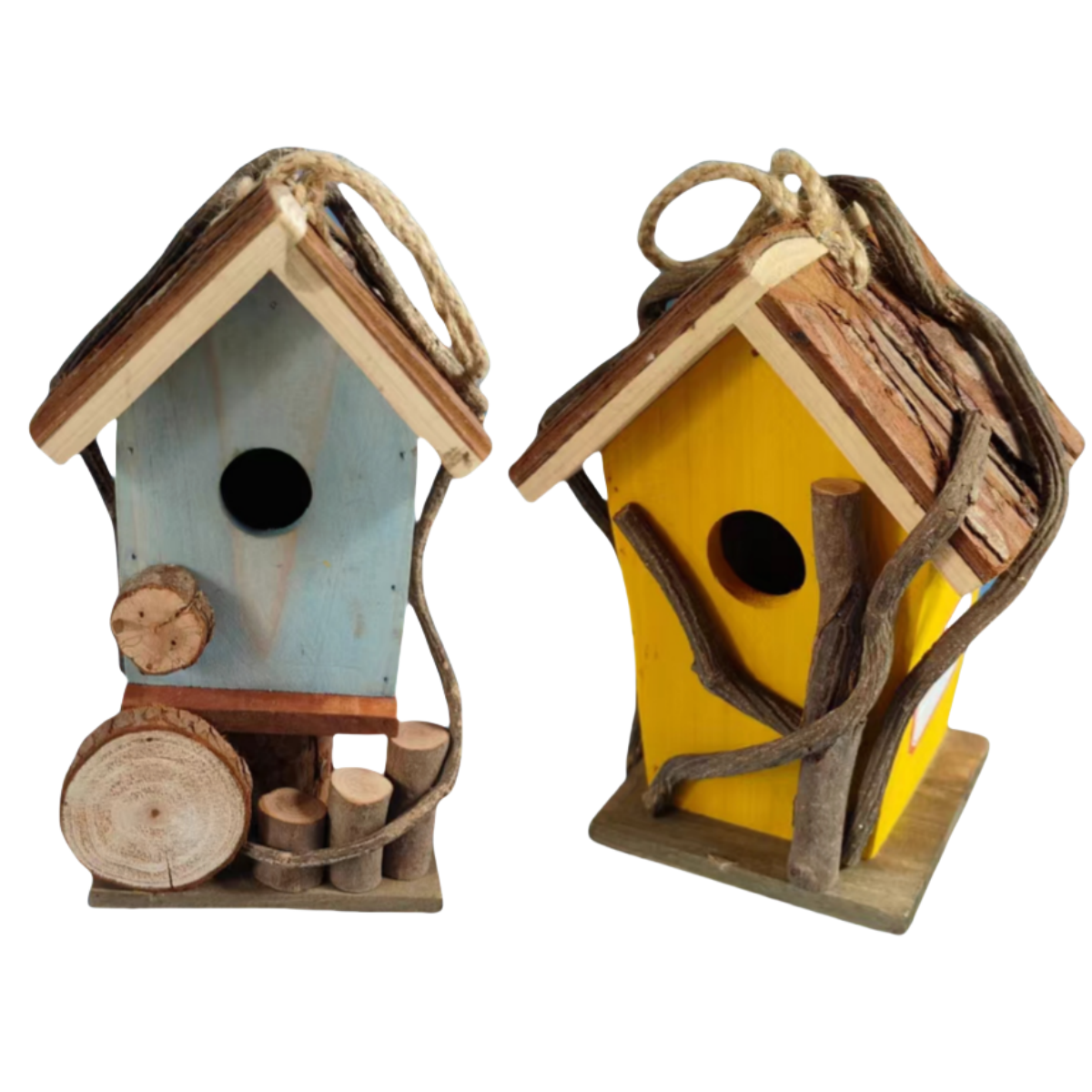 Handmade Outdoor wood Birdhouse with Hook for Balcony Garden Courtyard Wholesale Bird Nest Holder f