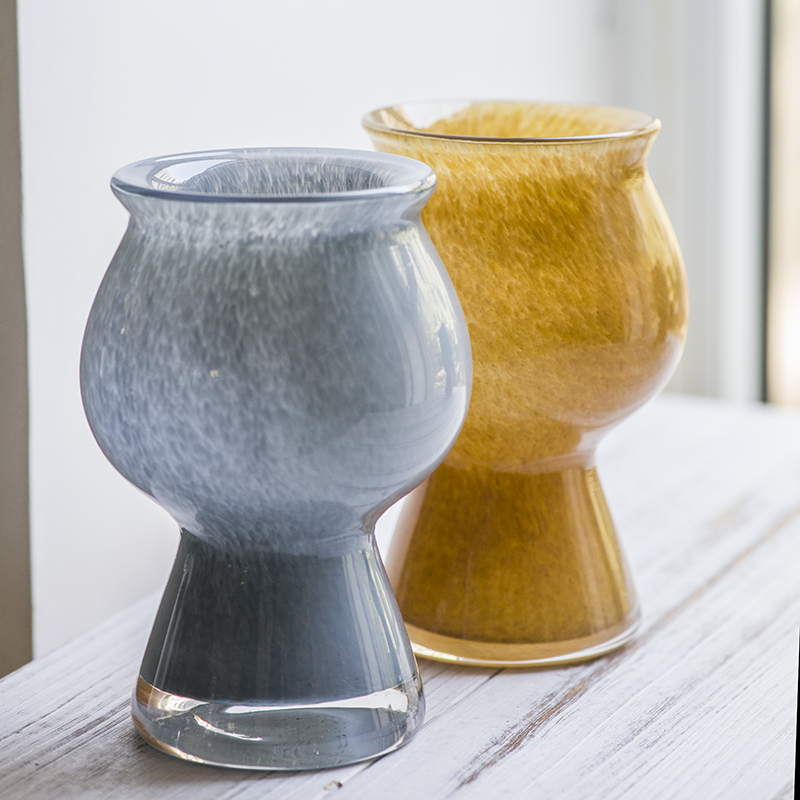 Handmade mouth-blown color art Glass Vases CJ23-5 Beige;Gray;Dark blue;Light peach;Cyan purple