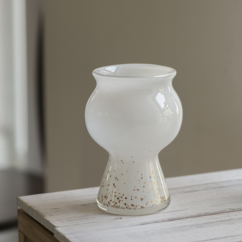 Handmade mouth-blown color art Vases CJ22-3 White Mica
