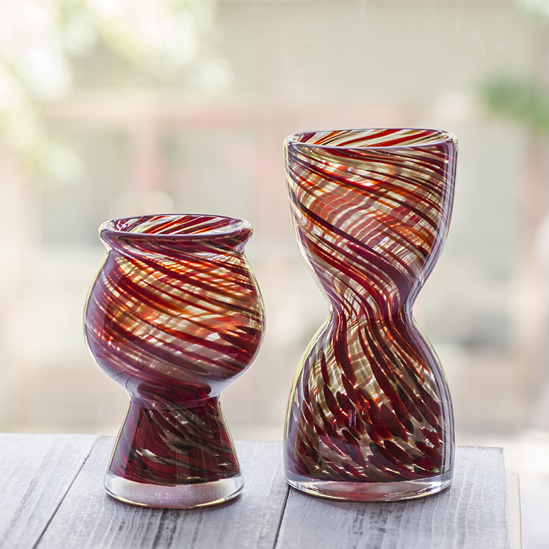 Handmade mouth-blown color art Vases CJ22-5 Red