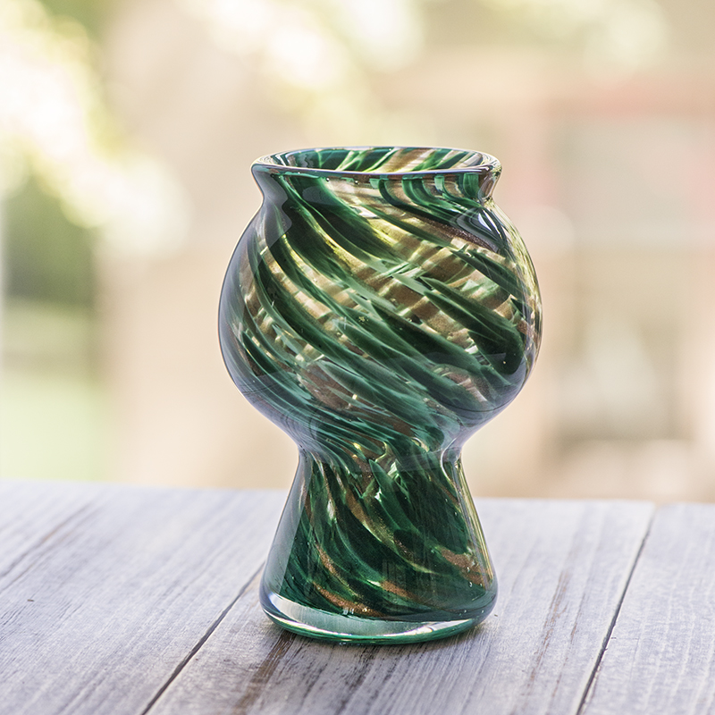 Handmade mouth-blown color art Vases CJ23-5 Dark green