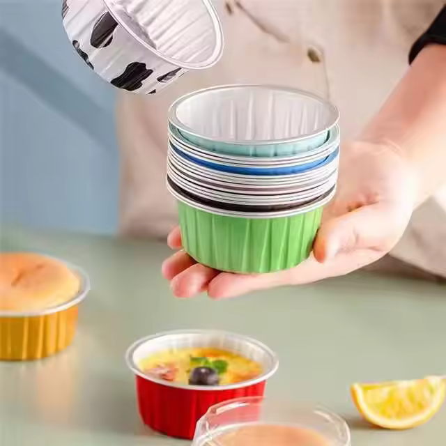 EU Packaging 125ML Reusable Colorful Cupcake Smoothwall Round Aluminum Foil Container Baking Cup