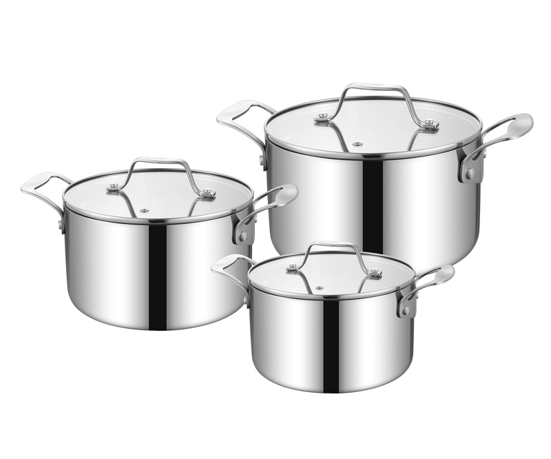 Tri Ply 304 Stainless Steel cookware set Frypan casserole sacucepan
