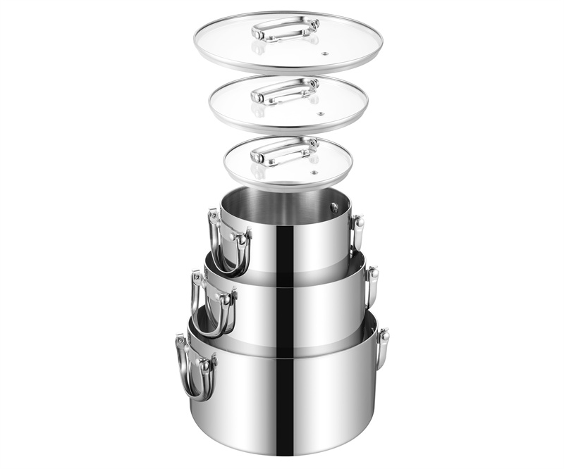 Tri Ply 304 Stainless Steel cookware set Frypan casserole sacucepan