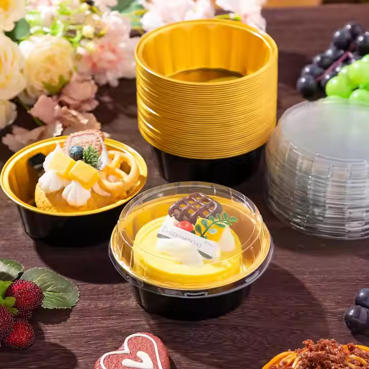EU Packaging Black&golden Round Smoothwall Foil Container