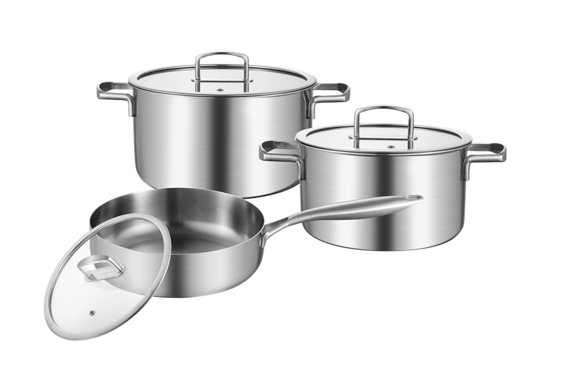 Tri Ply 304 Stainless Steel cookware set Frypan casserole sacucepan