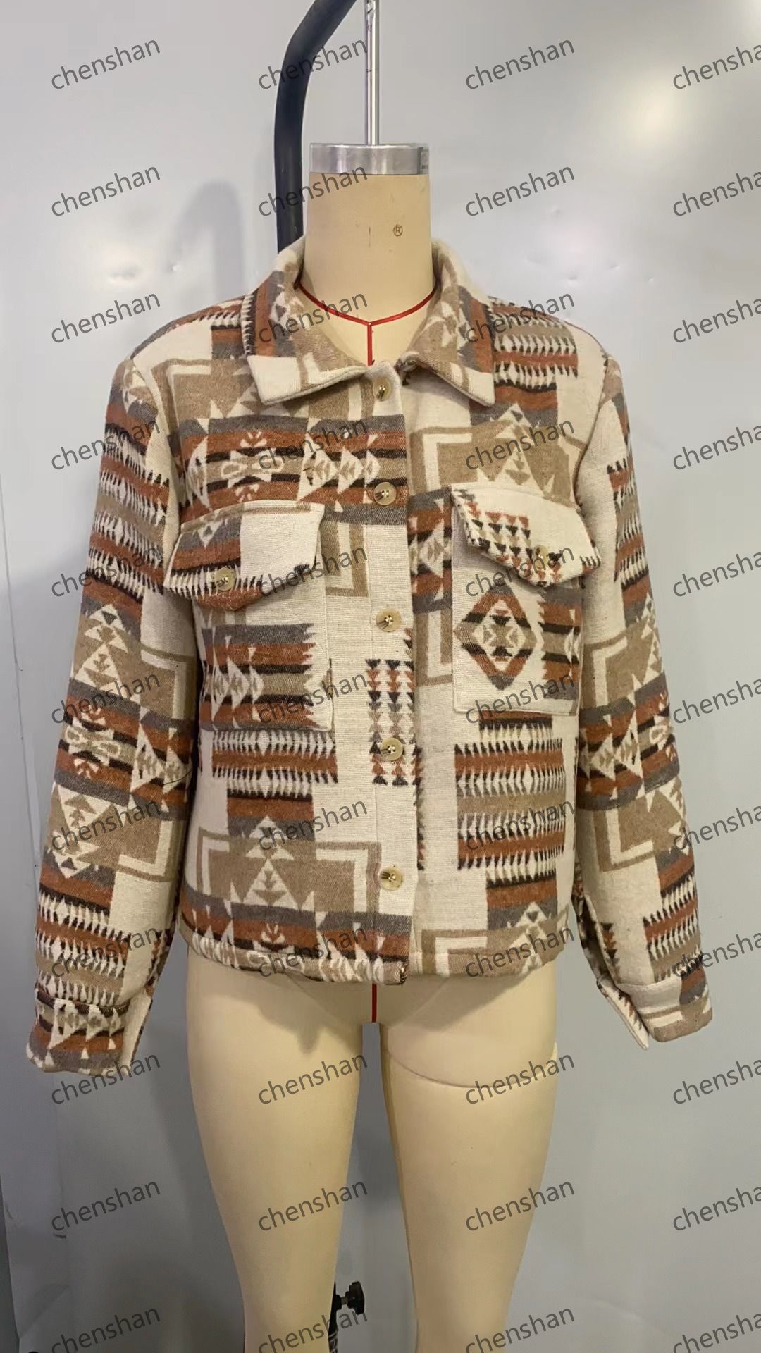 Women's Coat Customised Wholesale Thick Wool Hooded Fleece Plaid Pattern Coat Women's