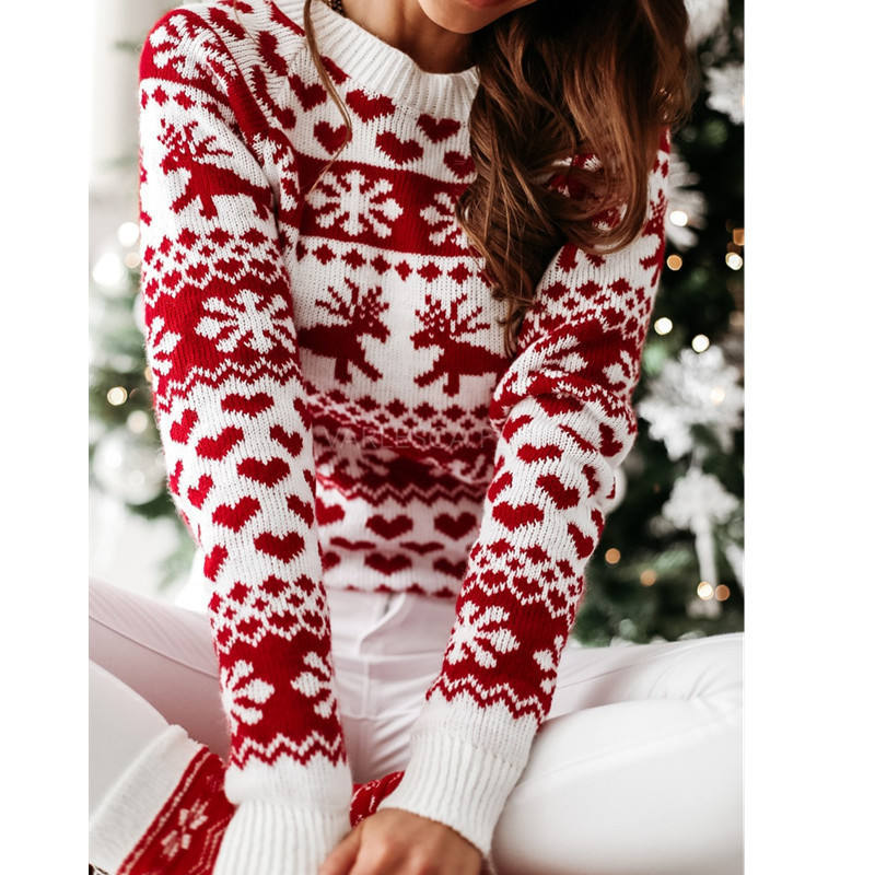 New Women's Deer Santa Pullover Quirky Christmas Cropped Sweater Winter Manufacturer