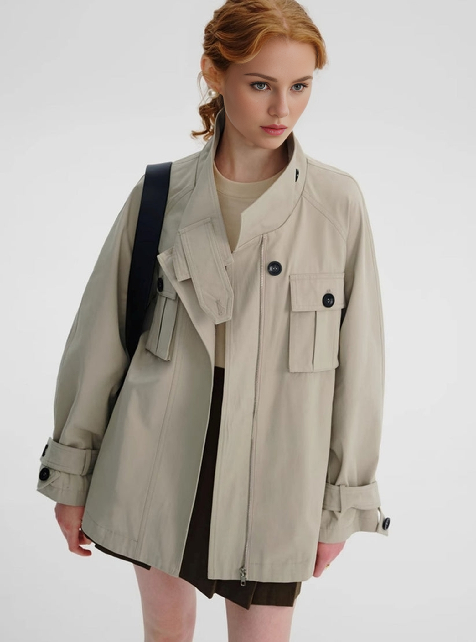 Custom New Solid Colour Standing Collar Zip Jacket Large Size Casual Jacket Coat Autumn Custom