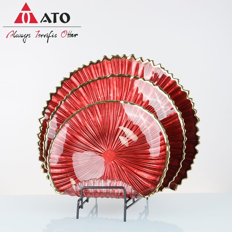 Dinnerware Plate Glass pure color pattern glass plates for Home Restaurant