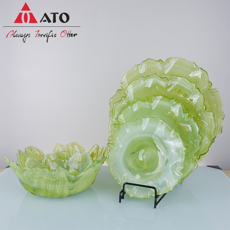 Dinnerware Plate Glass pure color pattern glass plates for Home Restaurant