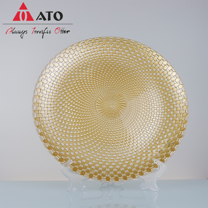 Dinnerware Plate Glass Nordic pattern glass plates for Home Restaurant