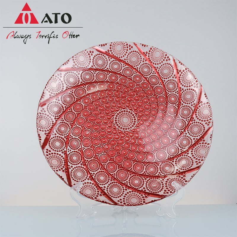 Dinnerware Plate Glass Nordic pattern glass plates for Home Restaurant