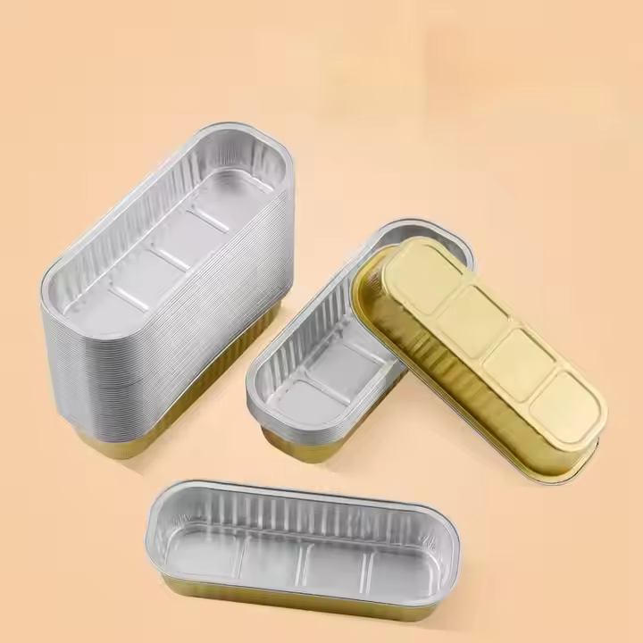 EU Packaging Disposable Golden Rectangle Smoothwall Foil Container