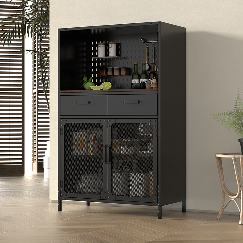 Steel Wine Storage Cabinet With 2 Drawers