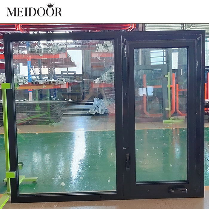 Aluminum hand crank window new design casement windows with crank aluminum window with fixed panel