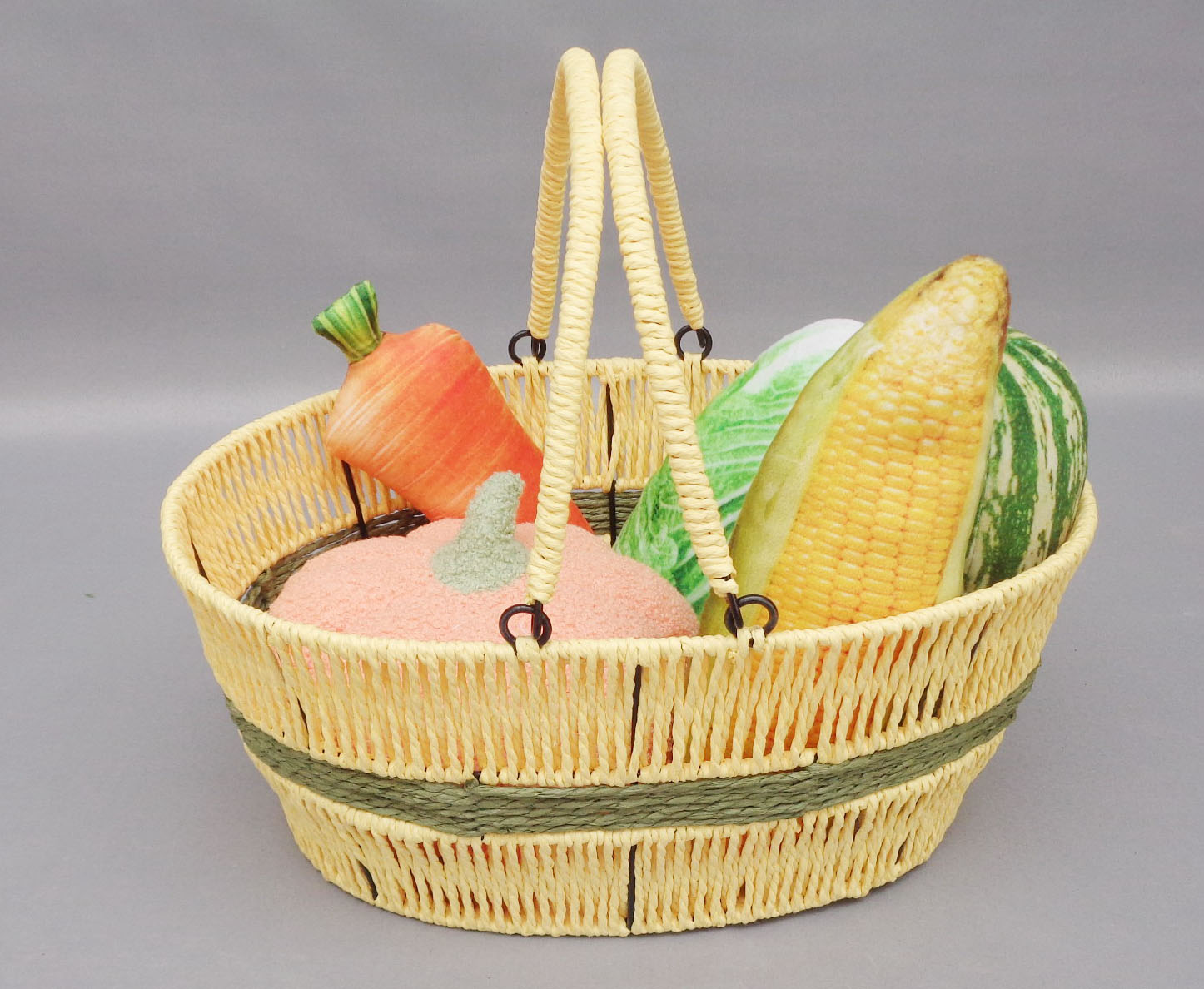 Iron frame paper rope weave storage basket