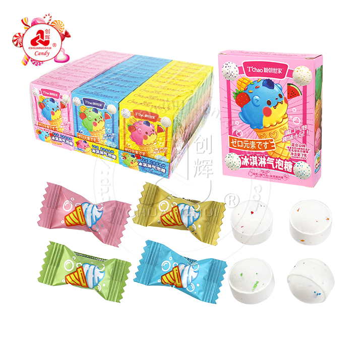 Cream mixed fruits fizzy candy