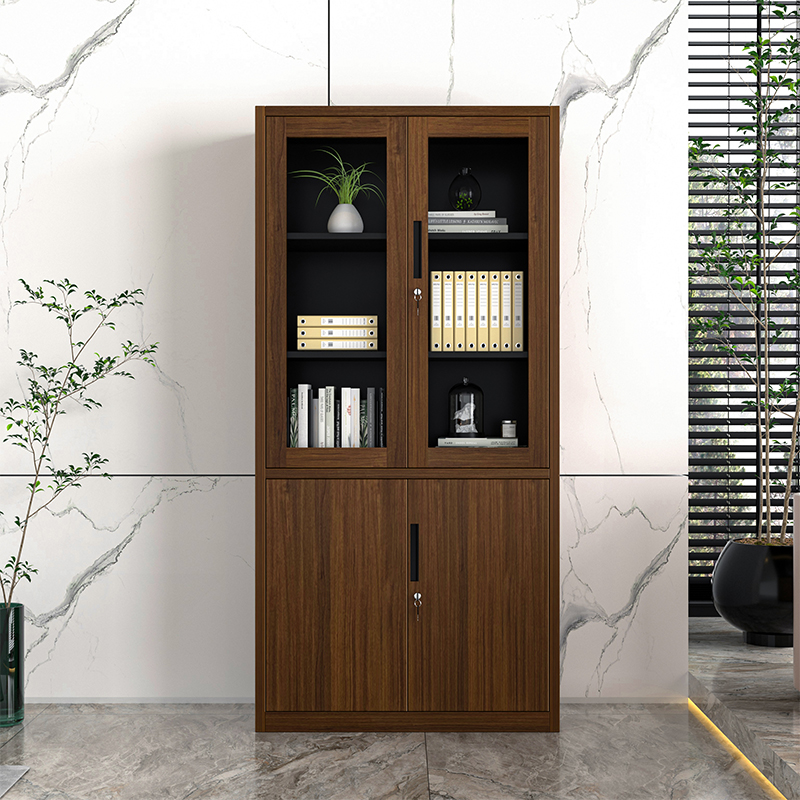 Wood Like Glass Door Storage Metal Filing Cabinet